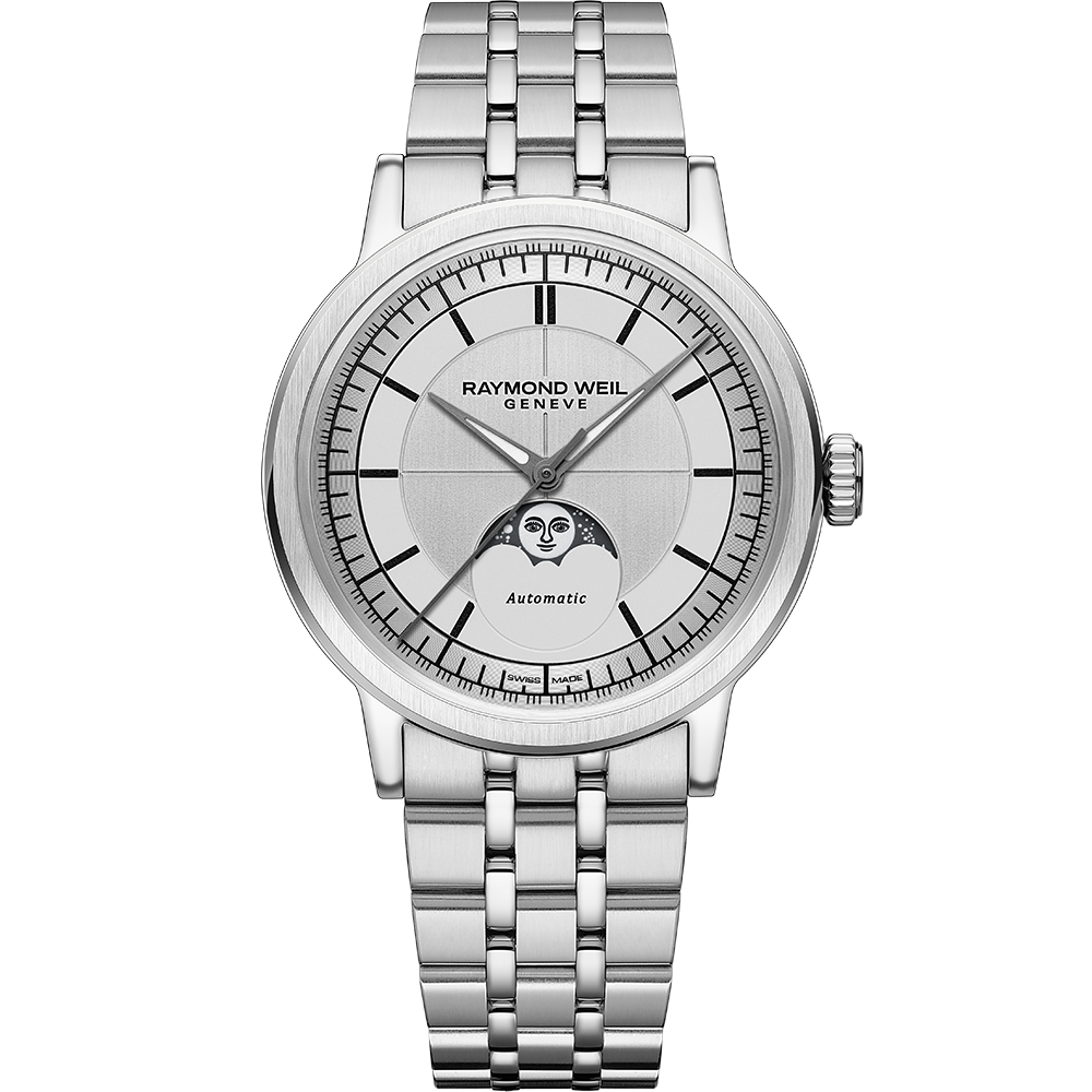 Millesime Moon Phase, 39mm, Silver dial