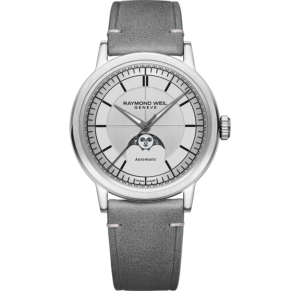 Millesime Moon Phase, 39mm, Silver dial