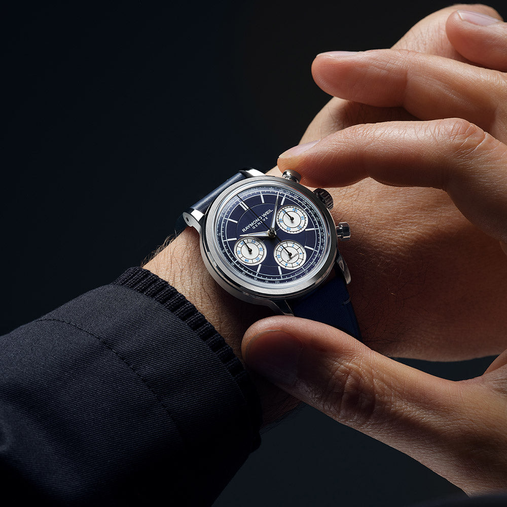 Millesime Chronograph, 39mm, Blue dial