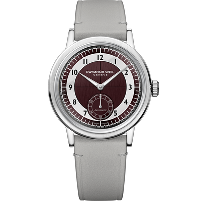 Millesime Small Seconds, 39mm Tuxedo Red Grape & White dial