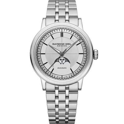 Millesime Moon Phase, 39mm, Silver dial